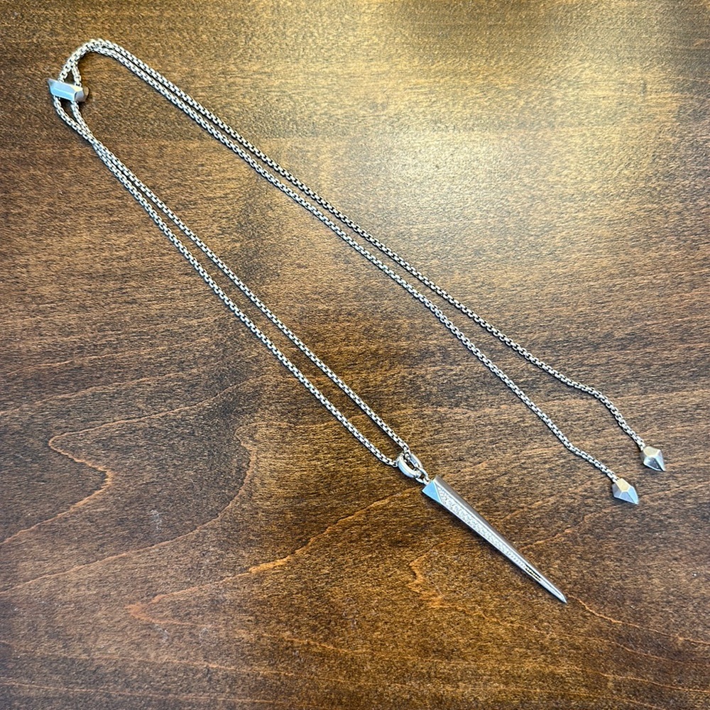 Kendra Scott Silver Spike Charm Adjustable Necklace